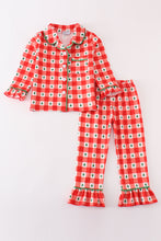 Load image into Gallery viewer, Red christmas tree gingham girl pajamas set
