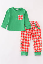 Load image into Gallery viewer, Red christmas tree gingham boy set
