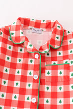 Load image into Gallery viewer, Red christmas tree gingham boy pajamas set
