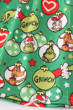 Load image into Gallery viewer, Green grinch print girl ruffle dress
