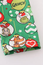 Load image into Gallery viewer, Green grinch print girl ruffle dress
