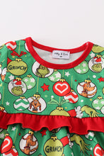 Load image into Gallery viewer, Green grinch print girl ruffle bubble
