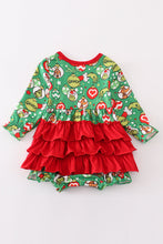 Load image into Gallery viewer, Green grinch print girl ruffle bubble
