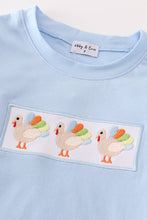 Load image into Gallery viewer, Blue turkey embroidery boy top
