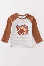 Load image into Gallery viewer, Rust stripe turkey applique boy top
