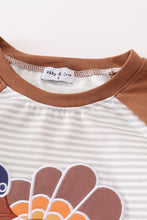 Load image into Gallery viewer, Rust stripe turkey applique boy top
