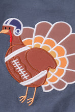 Load image into Gallery viewer, Gray stripe turkey applique boy set
