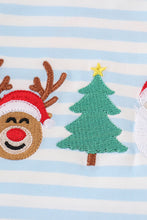 Load image into Gallery viewer, Blue christmas santa reindeer tree embroidery boy bubble
