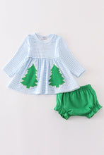 Load image into Gallery viewer, Green christmas tree embroidery girl bloomer set
