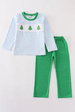 Load image into Gallery viewer, Green christmas tree applique boy pants set
