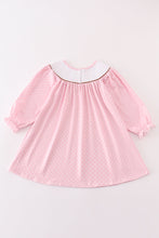 Load image into Gallery viewer, Pink dot smocked western embroidery girl dress
