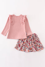 Load image into Gallery viewer, Pink floral ruffle skirt set
