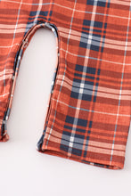 Load image into Gallery viewer, Orange plaid boy romper
