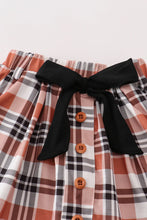 Load image into Gallery viewer, Rust plaid ruffle skirt set
