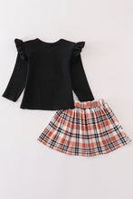 Load image into Gallery viewer, Rust plaid ruffle skirt set
