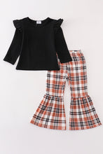 Load image into Gallery viewer, Rust plaid girl ruffle pants set
