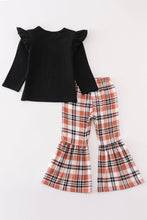 Load image into Gallery viewer, Rust plaid girl ruffle pants set
