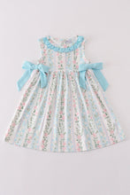 Load image into Gallery viewer, Blue floral print ruffle girl dress
