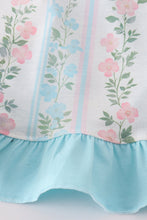 Load image into Gallery viewer, Blue floral print ruffle girl bloomer set
