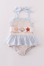 Load image into Gallery viewer, Khaki shells starfish french knot girl swimsuit
