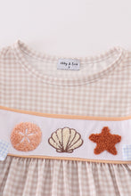 Load image into Gallery viewer, Khaki shells starfish french knot girl dress
