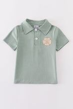 Load image into Gallery viewer, Sage sand dollar embroidery boy shirt
