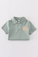 Load image into Gallery viewer, Sage sand dollar embroidery boy shirt
