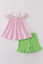 Load image into Gallery viewer, Pink golf embroidery gingham girl set
