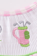 Load image into Gallery viewer, Pink golf embroidery gingham girl set
