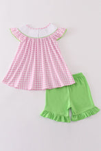 Load image into Gallery viewer, Pink golf embroidery gingham girl set
