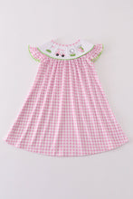 Load image into Gallery viewer, Pink golf embroidery gingham girl dress
