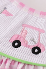 Load image into Gallery viewer, Pink golf embroidery gingham girl dress
