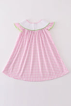 Load image into Gallery viewer, Pink golf embroidery gingham girl dress
