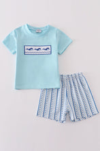 Load image into Gallery viewer, Blue whale embroidery boy set
