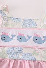 Load image into Gallery viewer, Pink Blossom Serenity whale embroidery girl swimsuit
