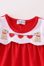 Load image into Gallery viewer, Red valentine&#39;s day puppy embroidery girl bloomer set
