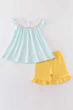 Load image into Gallery viewer, Mint lemon embroidery girl set
