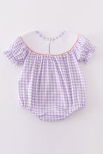 Load image into Gallery viewer, Purple bunny embroidery smocked girl bubble
