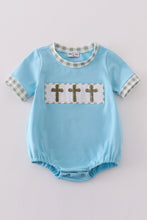 Load image into Gallery viewer, Blue easter cross french knot boy bubble
