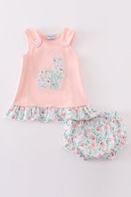 Load image into Gallery viewer, Pink floral bunny applique girl bloomer set
