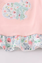 Load image into Gallery viewer, Pink floral bunny applique girl bloomer set
