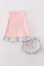 Load image into Gallery viewer, Pink floral bunny applique girl bloomer set
