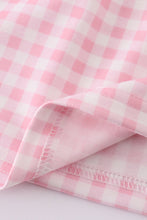 Load image into Gallery viewer, Pink bunny embroidery gingham dress
