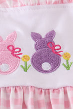 Load image into Gallery viewer, Pink bunny embroidery gingham set
