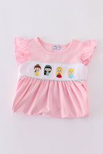 Load image into Gallery viewer, Pink princess embroidery girl set
