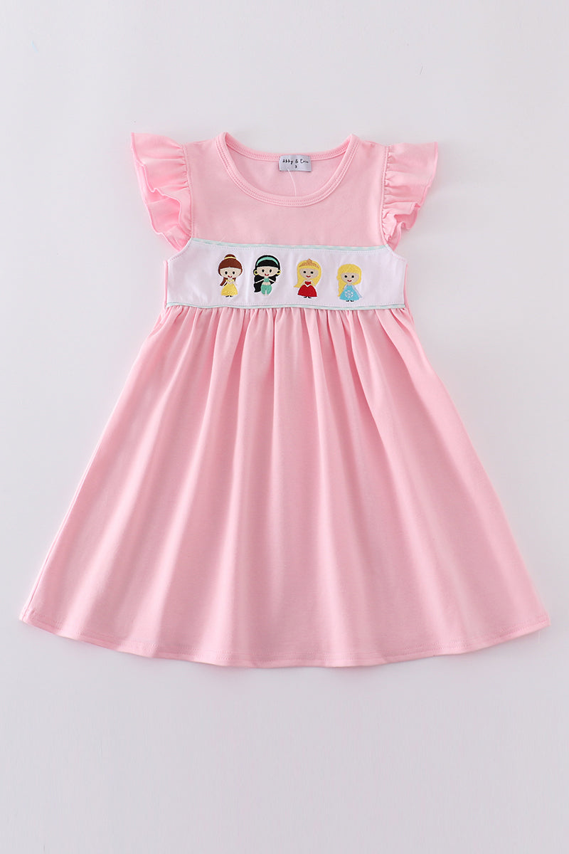 Pink princess embroidery girl dress