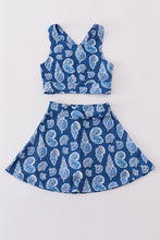 Load image into Gallery viewer, Blue conch print tennis skort set
