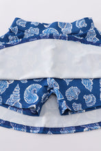 Load image into Gallery viewer, Blue conch print tennis skort set
