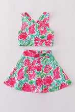 Load image into Gallery viewer, Pink paradise print tennis skort set
