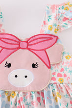 Load image into Gallery viewer, Pink floral pig applique dress
